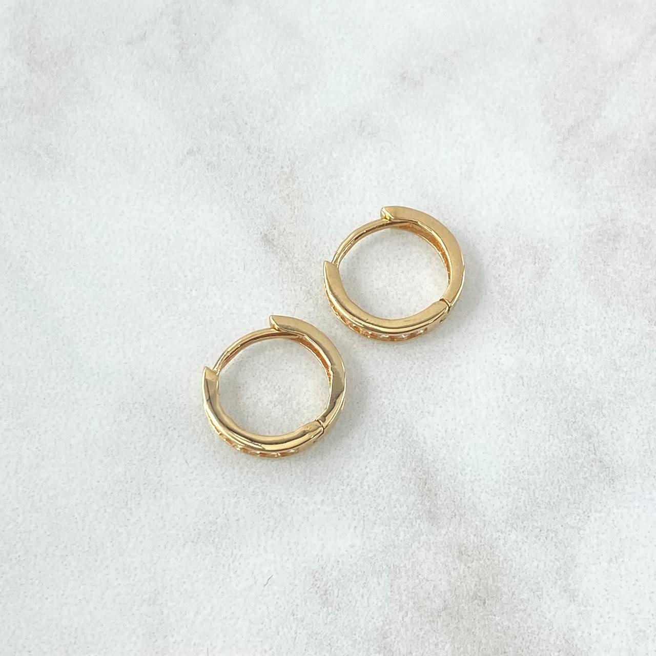 Candongas Carril 1.8gr / 1.3cm / Circones Blancos Oro Amarillo 18K