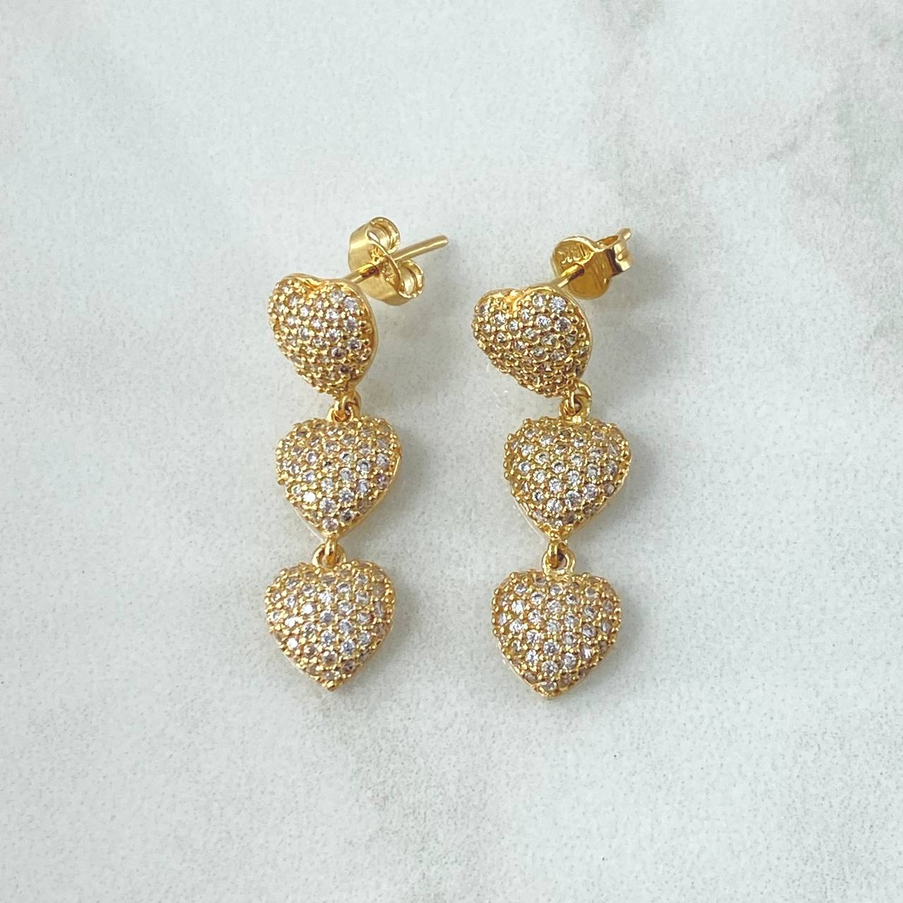 Topos Corazones 4.55gr / 3cm / Circones Blancos Oro Amarillo 18K ©