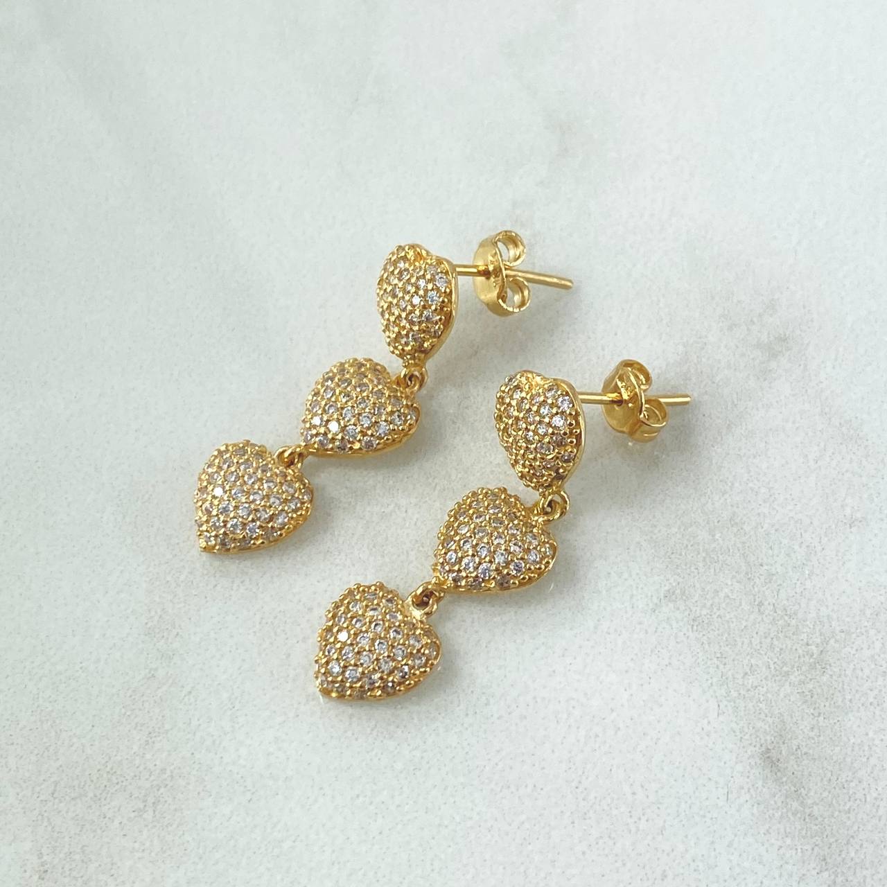 Topos Corazones 4.55gr / 3cm / Circones Blancos Oro Amarillo 18K ©