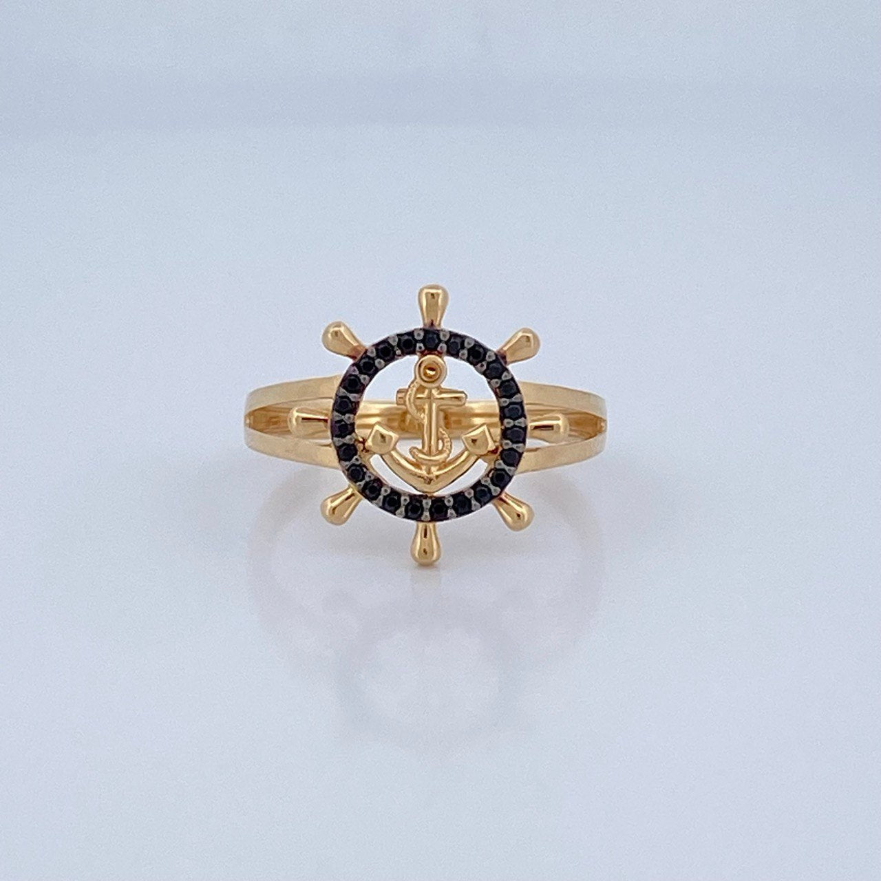 Steering Wheel Anchor Ring 2.75gr / Size 7 3/4 / 18K Gold &