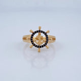 Steering Wheel Anchor Ring 2.75gr / Size 7 3/4 / 18K Gold &