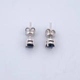 Stud Earrings Four Claws 1.6gr / Sapphires 1.06 Qts 18K White Gold (Jewel) &