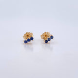 Stud Earrings Line 0.8gr / Sapphires 15 Pts 18K Yellow Gold (Jewel) &