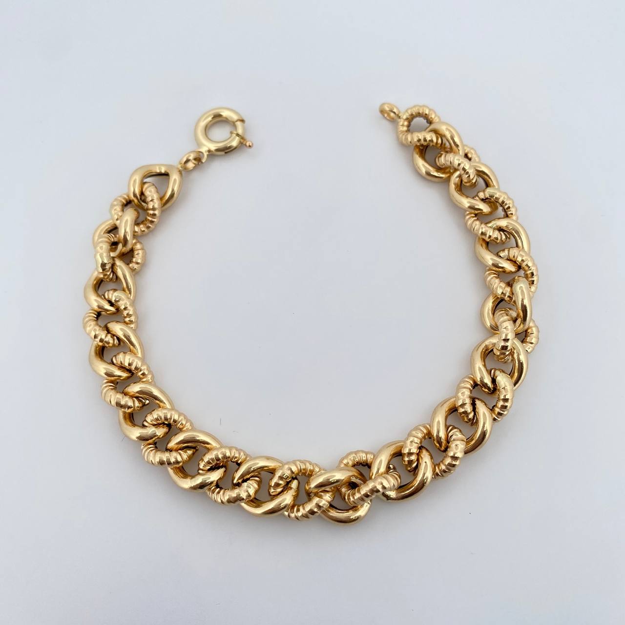 Bracelet Link 11.05gr / 20.8cm / 9.2mm Grooved Yellow Gold +3 18K &