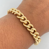 Bracelet Link 11.05gr / 20.8cm / 9.2mm Grooved Yellow Gold +3 18K &