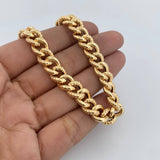 Bracelet Link 11.05gr / 20.8cm / 9.2mm Grooved Yellow Gold +3 18K &