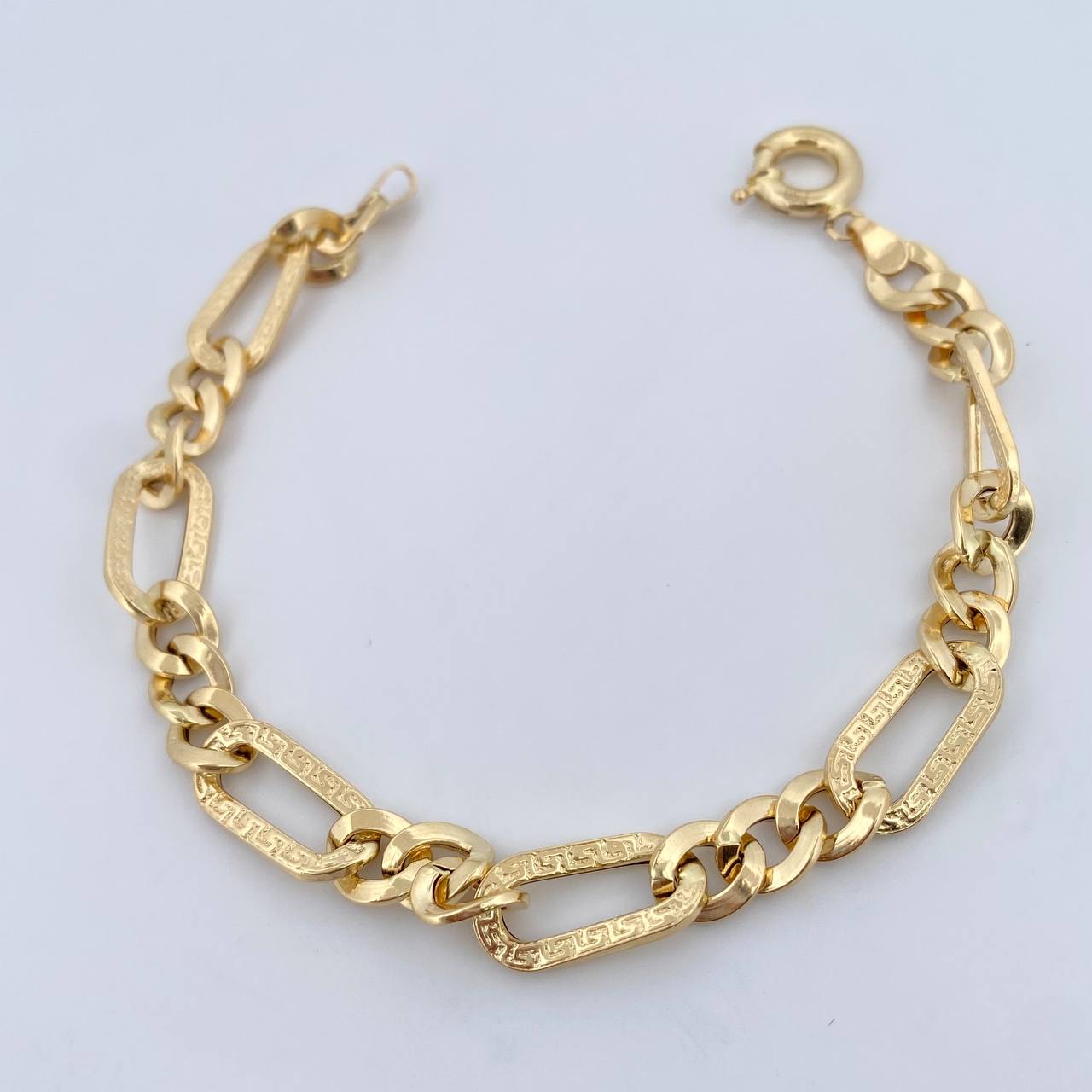 Pulso Figaro 4.15gr / 19.2cm / 8.12mm Tribal Oro Amarillo +3 18K &