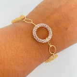 Pulso Aros 4.65gr / 19.6cm / 6.6mm Dos Oros Amarillo Blanco +4 18K &