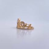 Anillo Corona Triangulos 2.9gr / T4 3/4 / Circones Blancos Oro Amarillo 18K &