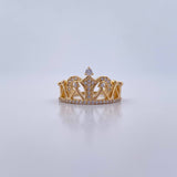 Anillo Corona Triangulos 2.9gr / T4 3/4 / Circones Blancos Oro Amarillo 18K &