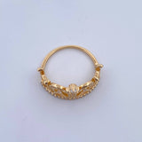 Anillo Corona Triangulos 2.9gr / T4 3/4 / Circones Blancos Oro Amarillo 18K &
