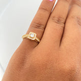 Square Halo Ring 3.45gr / T6 1/4 / White Zircons 18K Yellow Gold &