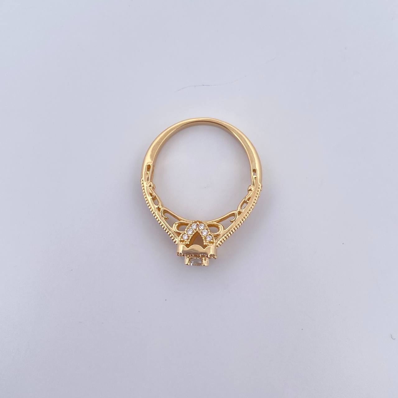 Anillo Halo Cuadrado 3.5gr / T5 3/4 / Circones Blancos Oro Amarillo 18K &
