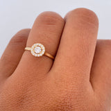 Anillo Halo Redondo 2.15gr / T6 3/4 / Circones Blancos Oro Amarillo 18K &