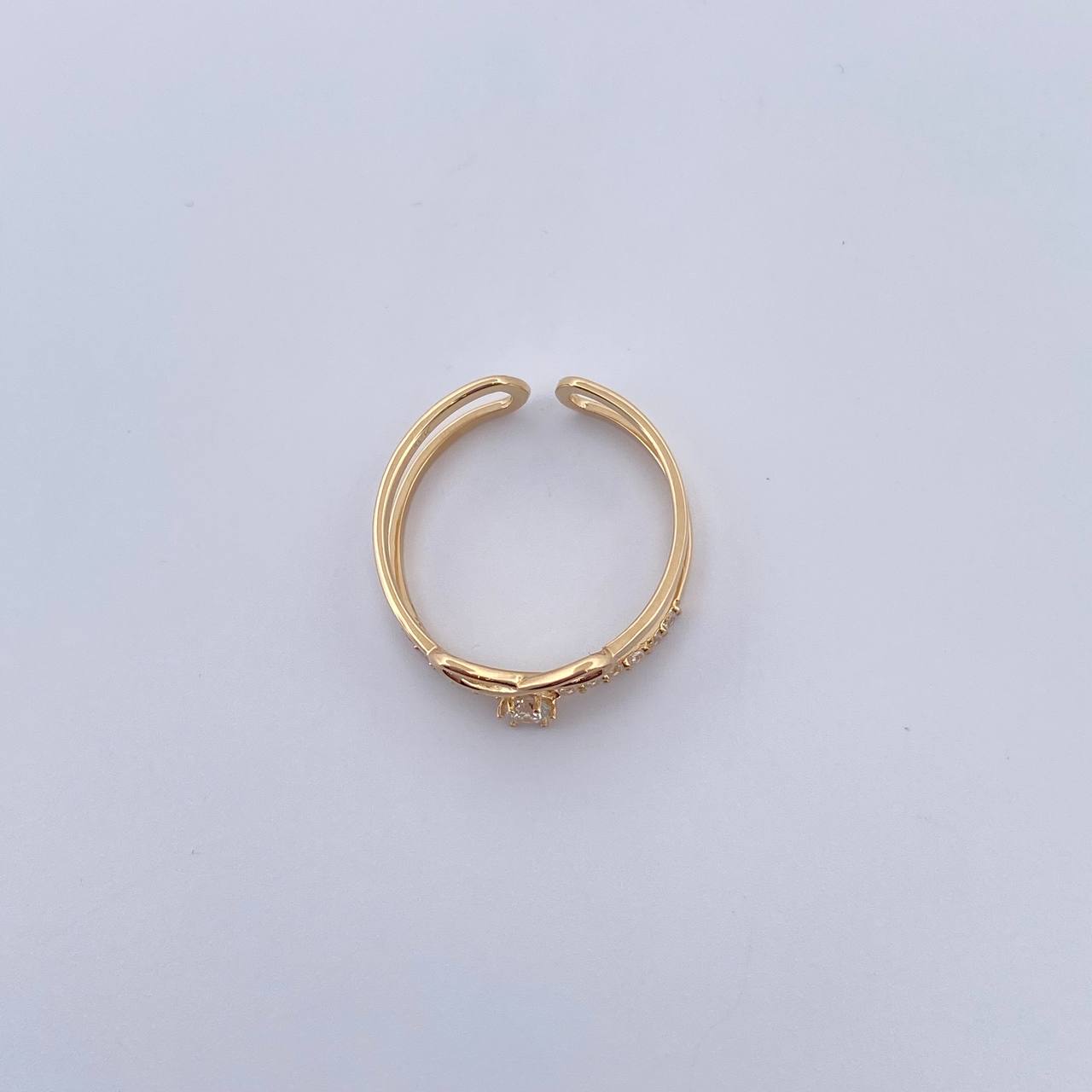 Anillo Solitario Infinito 1.8gr / T6 1/2 / Circones Blancos Oro Amarillo 18K &