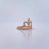 Anillo 15s Corona Corazon 2.6gr / T4 3/4 / Circones Blancos Oro Amarillo 18K &