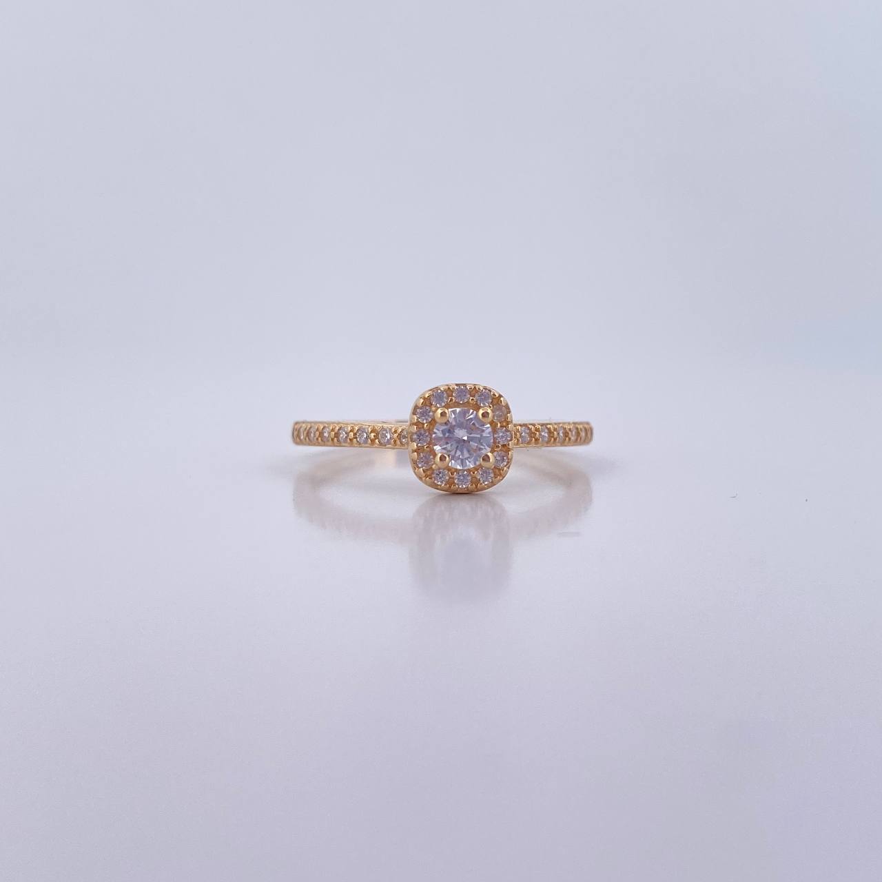 Anillo Halo Cuadrado 1.9gr / T5 3/4 / Circones Blancos Oro Amarillo 18K &
