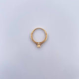 Solitaire Ring 2.15gr / Size 5 / White Zircon Bridge 18K Yellow Gold &