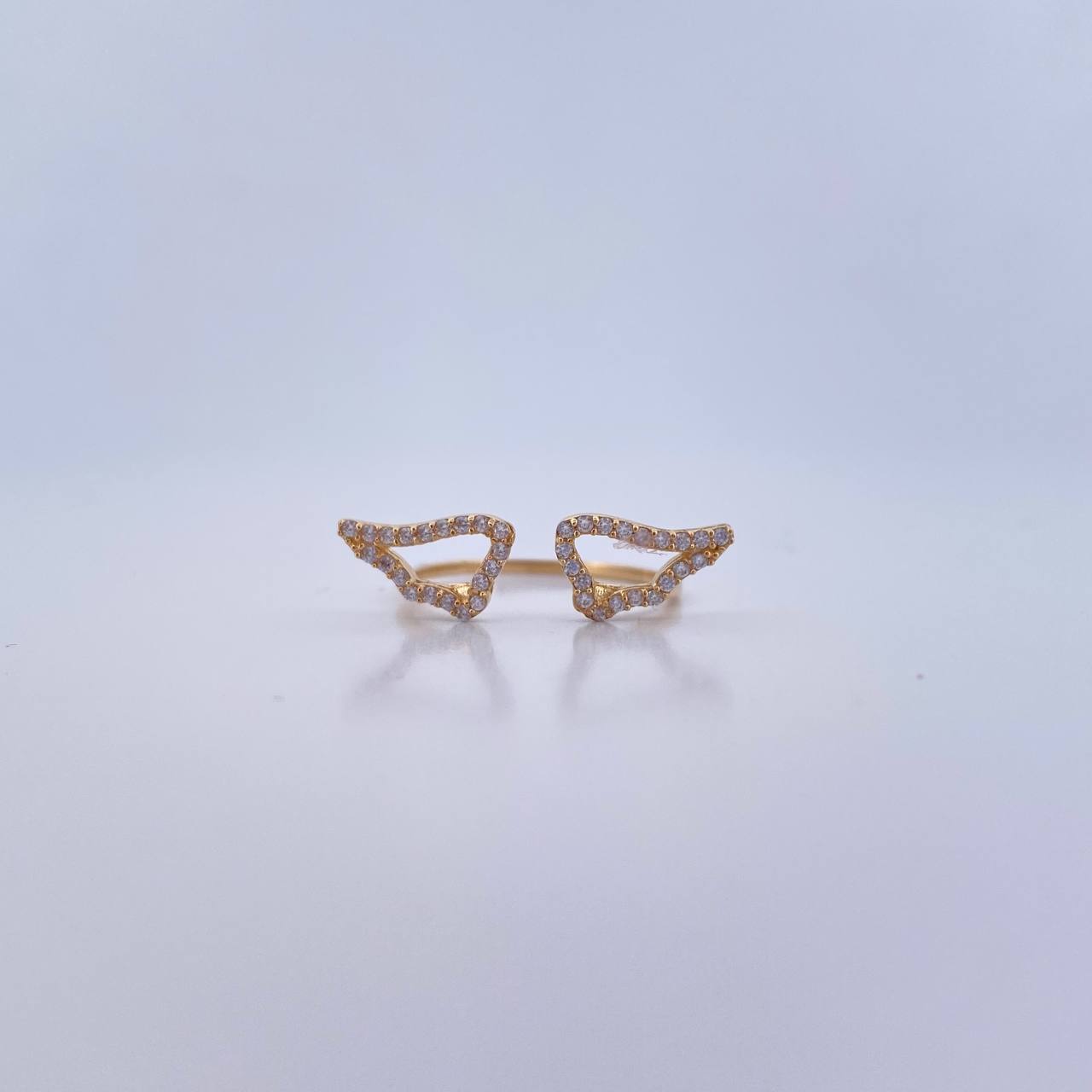 Double Wing Ring 1.5gr / T6 / White Zircons 18K Yellow Gold &