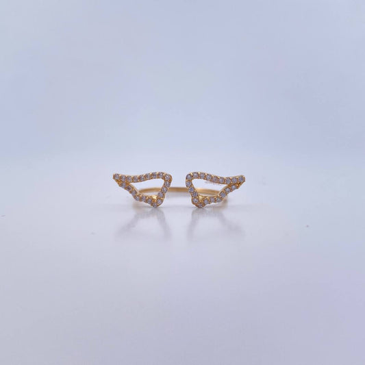 Double Wing Ring 1.5gr / T6 / White Zircons 18K Yellow Gold &