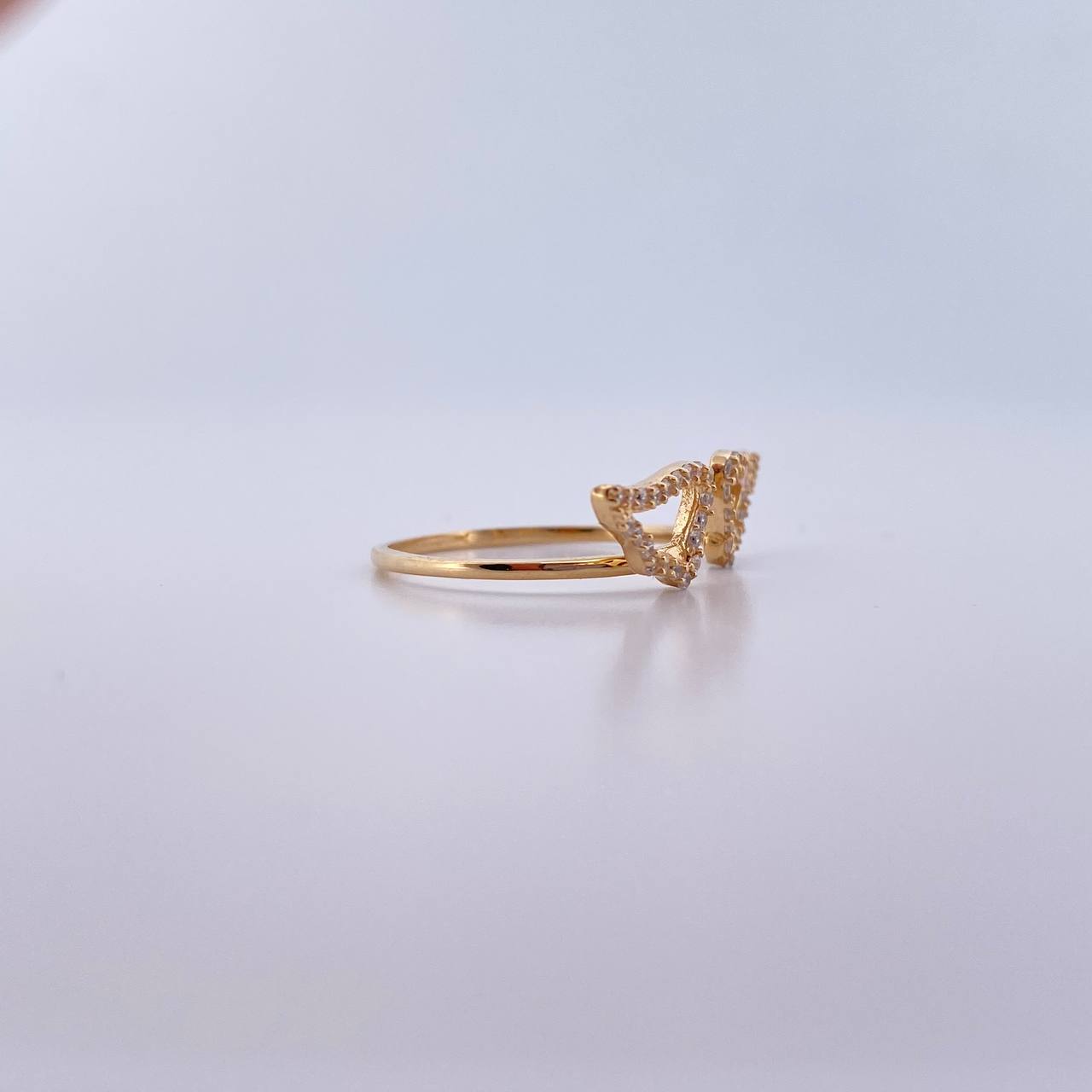 Double Wing Ring 1.5gr / T6 / White Zircons 18K Yellow Gold &