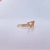 Double Wing Ring 1.5gr / T6 / White Zircons 18K Yellow Gold &