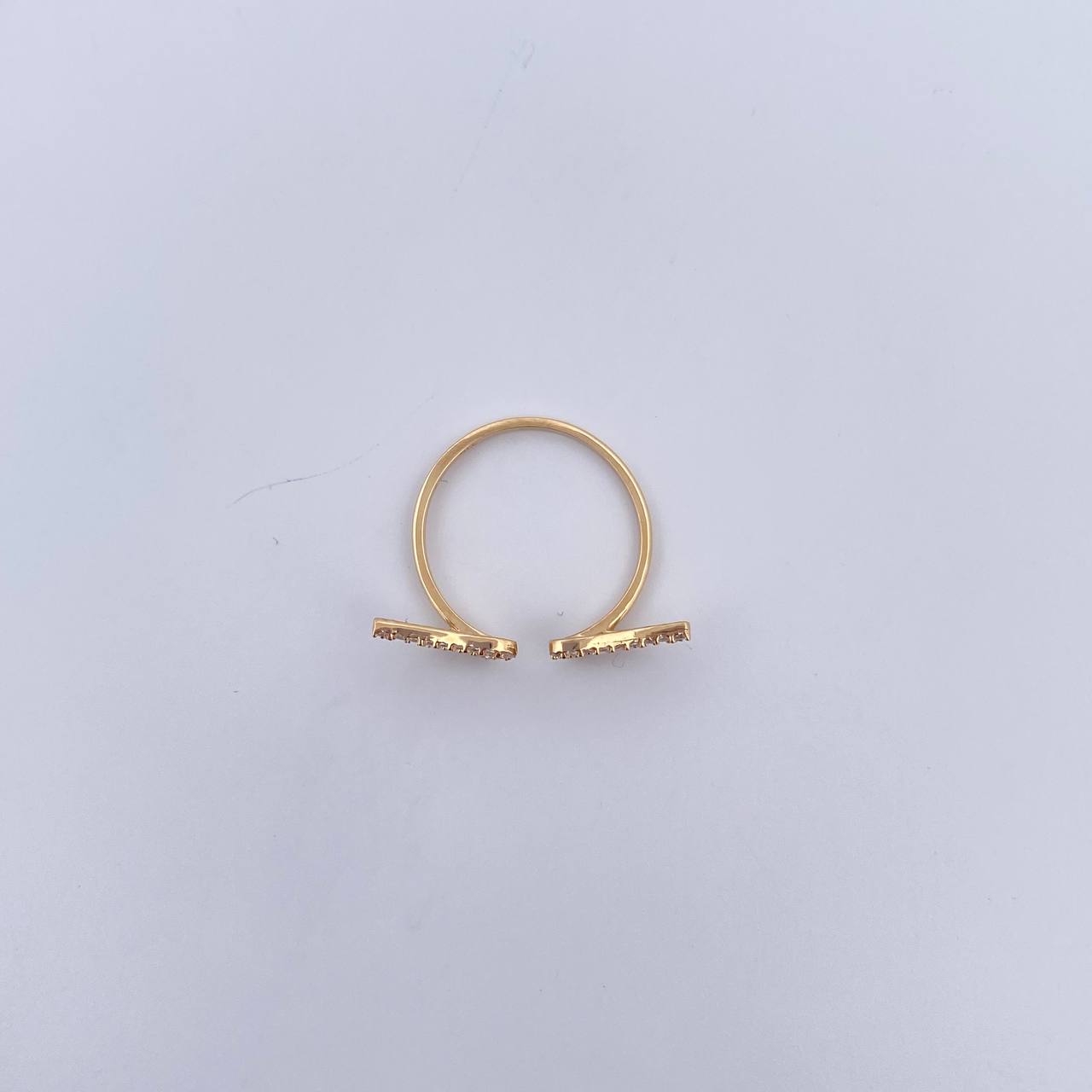 Double Wing Ring 1.4gr / T5 3/4 / White Zircons 18K Yellow Gold &