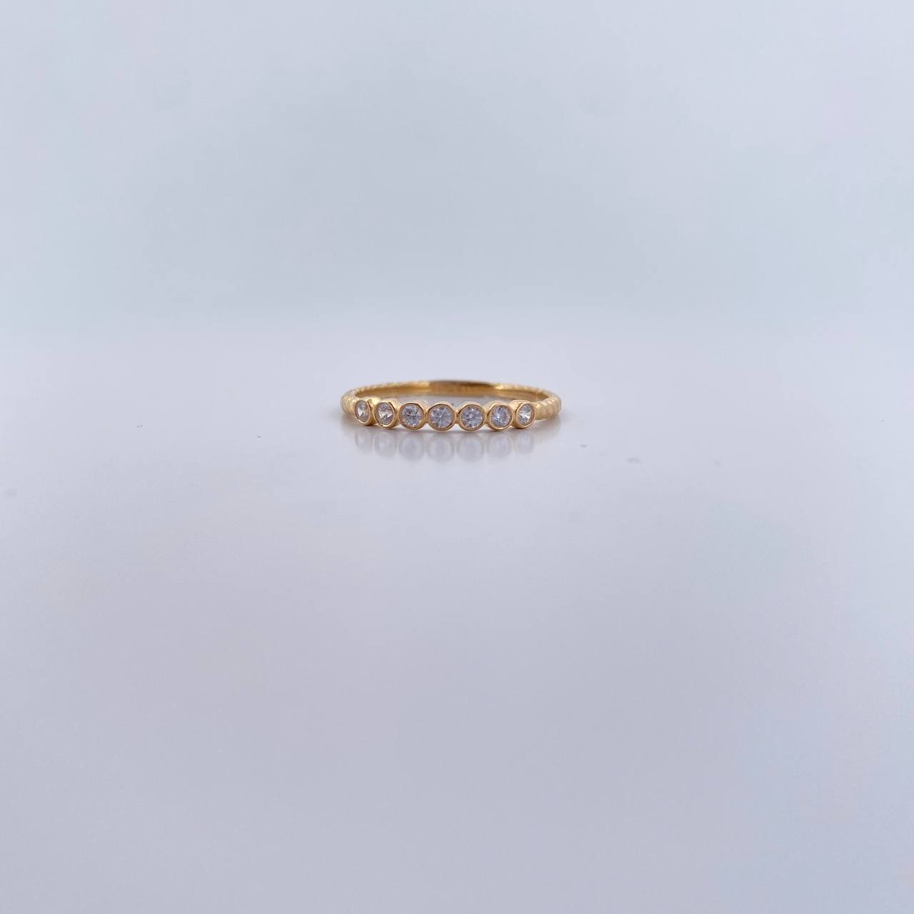 Ring Circles 1.5gr / Size 7 / White Zircons 18K Yellow Gold &