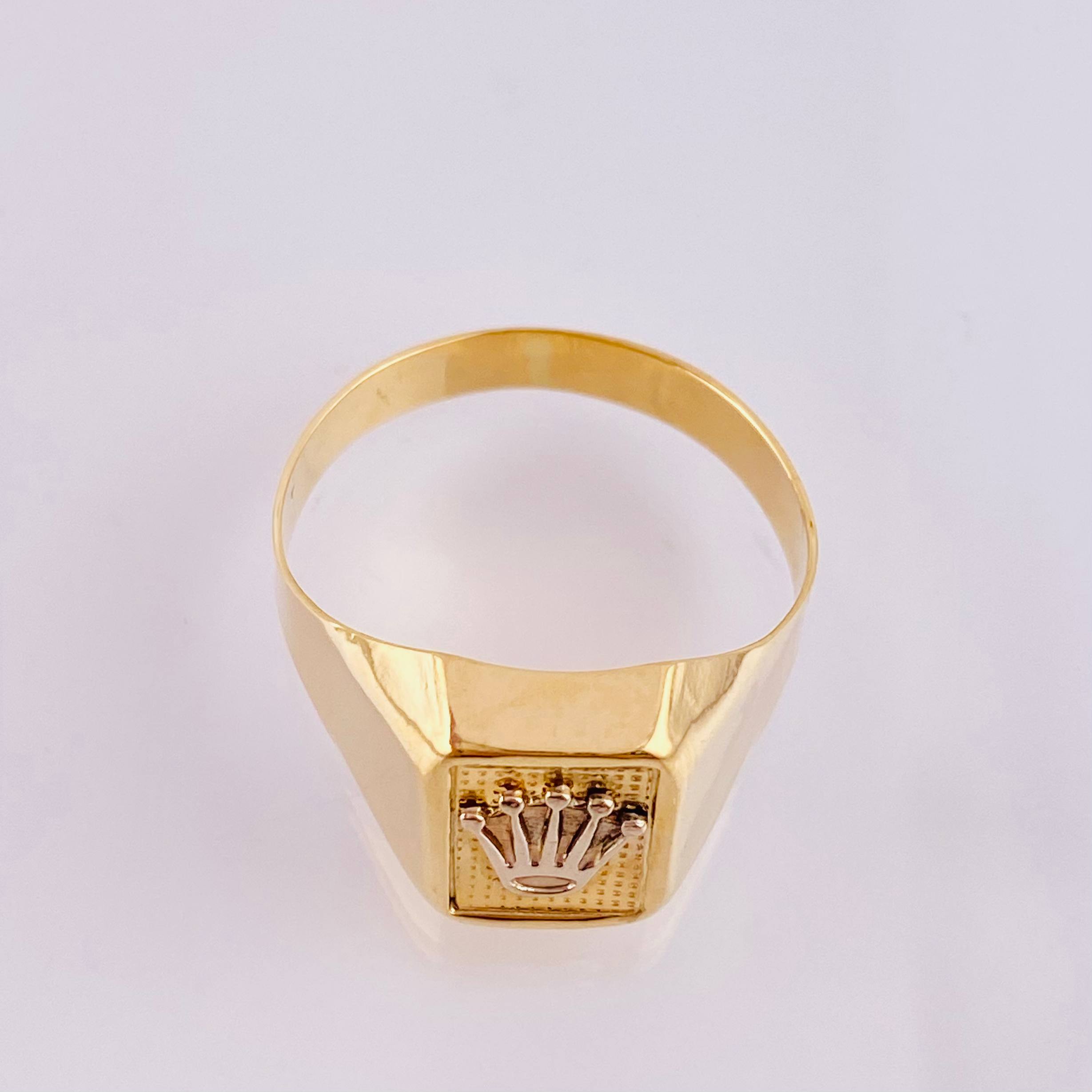Anillo Marco Corona 3.65gr / T11 / Dos Oros Amarillo Blanco 18K ©