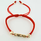 Red Bracelet God Beads Diamond Cut Cylinders 4pcs 2.25gr / 4mm-6mm 18K Yellow Gold *