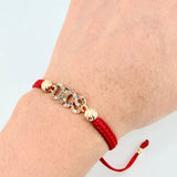 Red Bracelet God Beads Diamond Cut Cylinders 4pcs 2.25gr / 4mm-6mm 18K Yellow Gold *