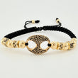 Pulsera Negra GC Bolas Diamantadas 14und 7.45gr / 5mm-6mm Oro Amarillo 18K *