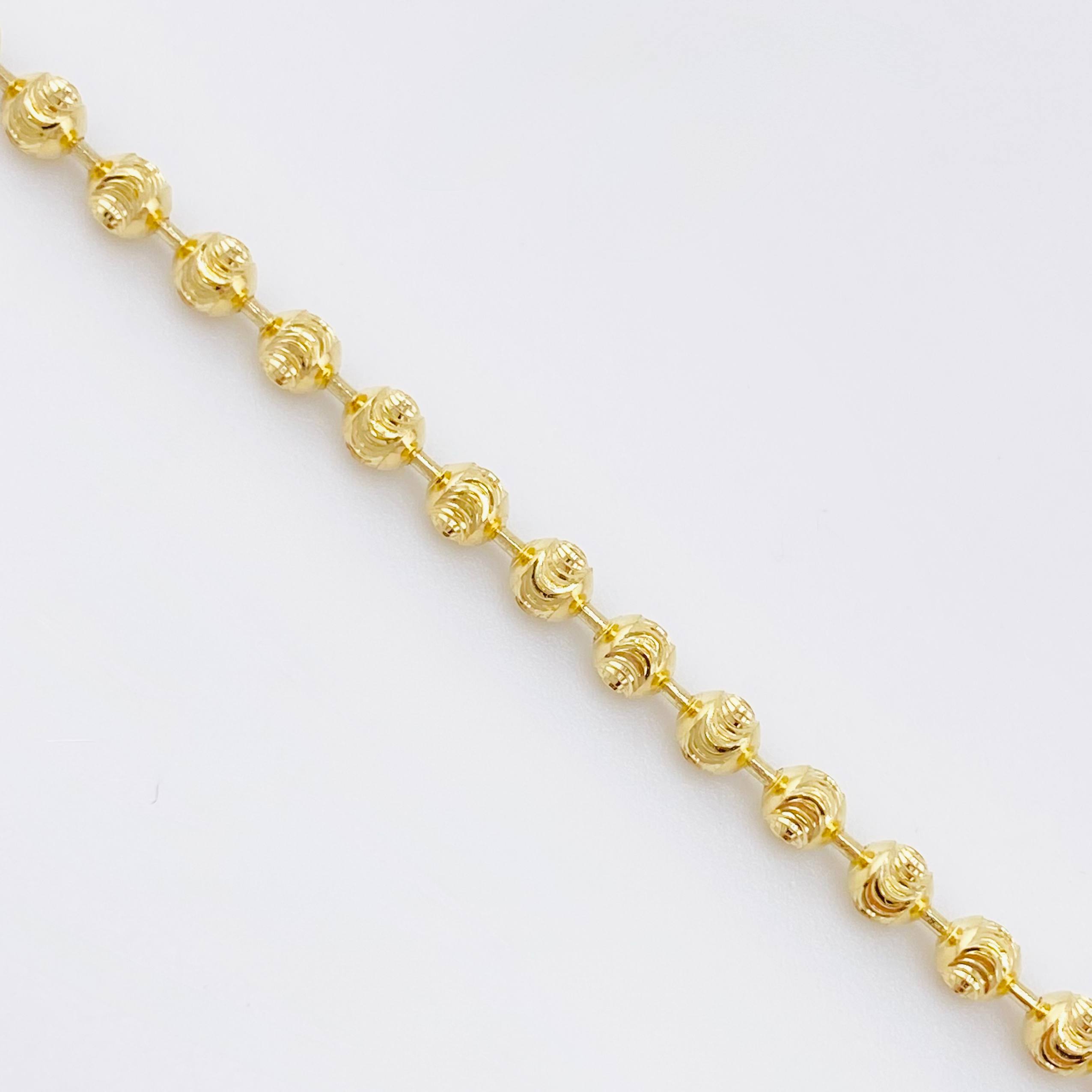 Cadena Militar Diamantada Media Luna 13.9 g / 27 1/2 in / 2.4 mm Oro Amarillo 18K