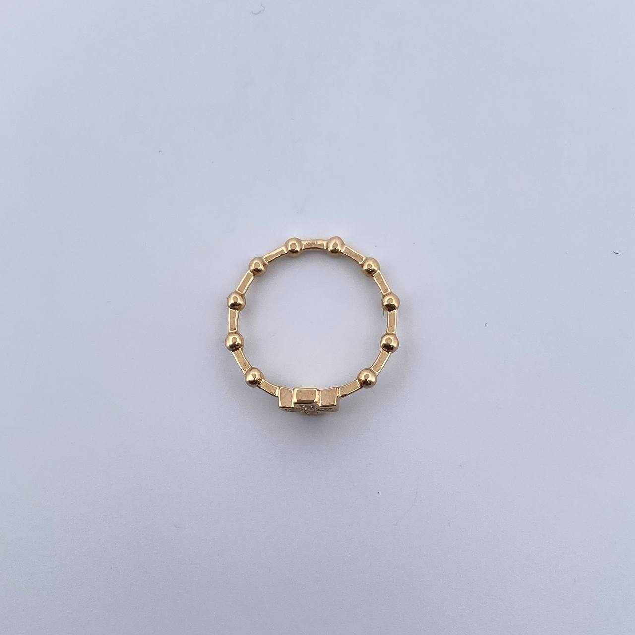 Cross Ring 2.2gr / T6 / White Zircon Spheres 18K Yellow Gold &