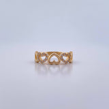 Hearts Ring 2.4gr / T4 3/4 / White Zircons 18K Yellow Gold &