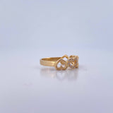 Hearts Ring 2.4gr / T4 3/4 / White Zircons 18K Yellow Gold &