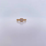 Square Halo Ring 2.6gr / Size 7 1/4 / Double Row White Zirconia 18K Yellow Gold &