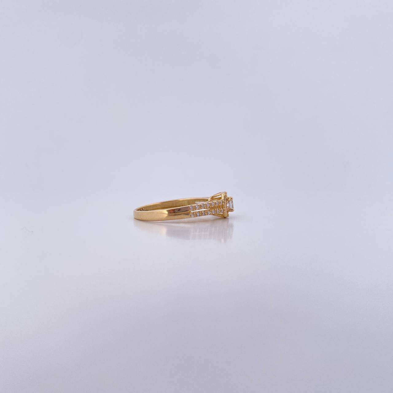 Square Halo Ring 2.5gr / T5 / Double Line White Zirconia 18K Yellow Gold &