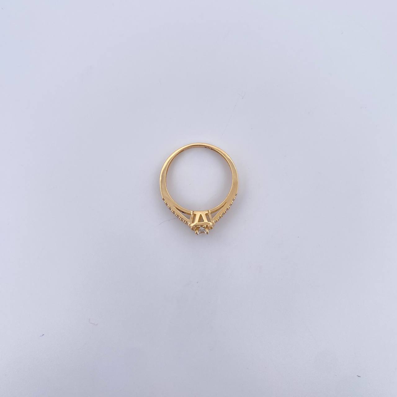 Square Halo Ring 2.5gr / T5 / Double Line White Zirconia 18K Yellow Gold &