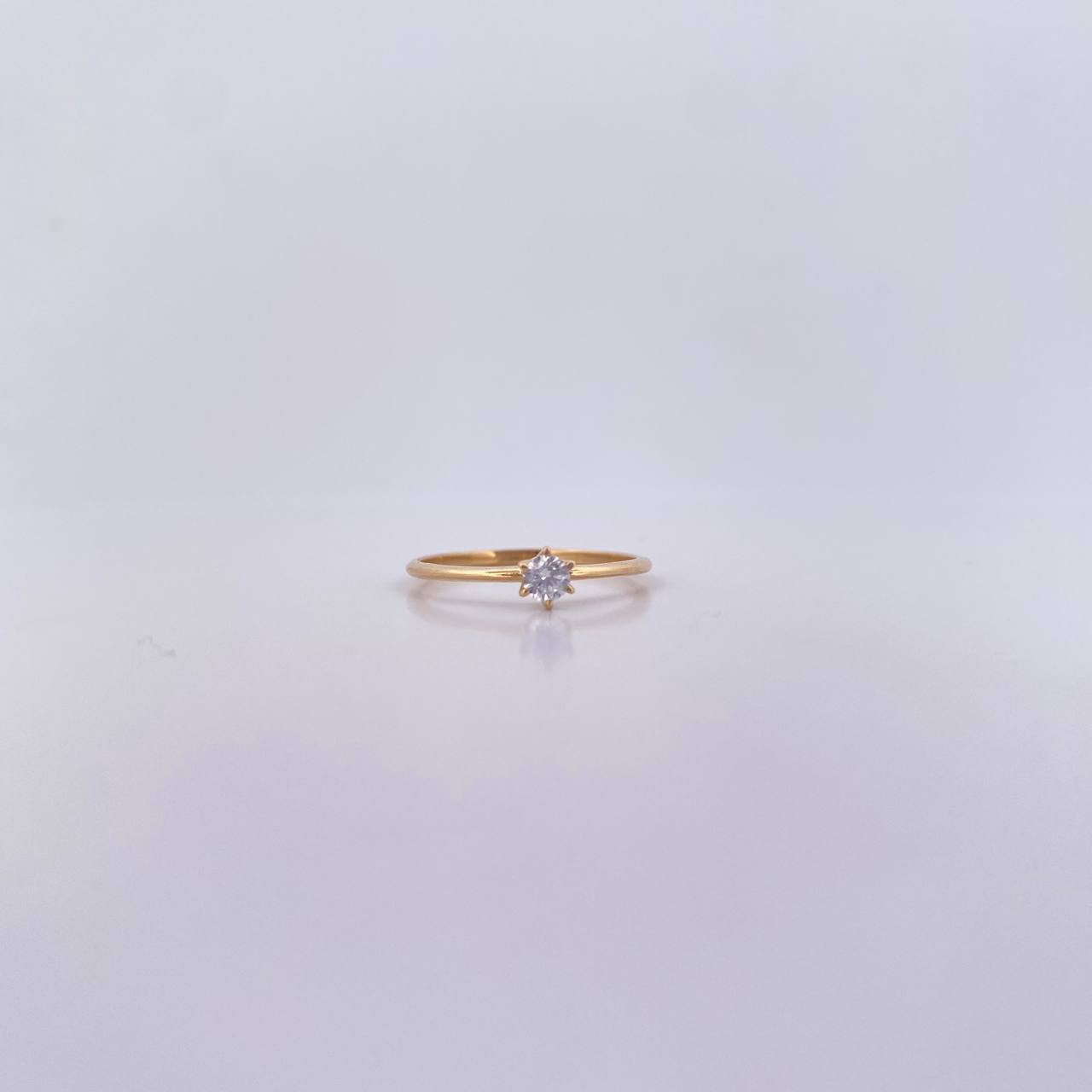 Anillo Solitario 1.2gr / T6 1/2 / Circon Blanco Oro Amarillo 18K &