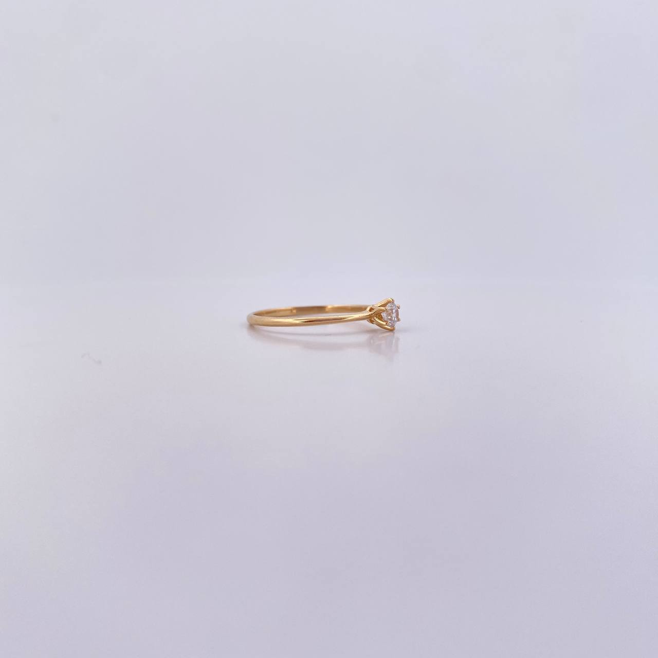 Anillo Solitario 1.2gr / T6 1/2 / Circon Blanco Oro Amarillo 18K &