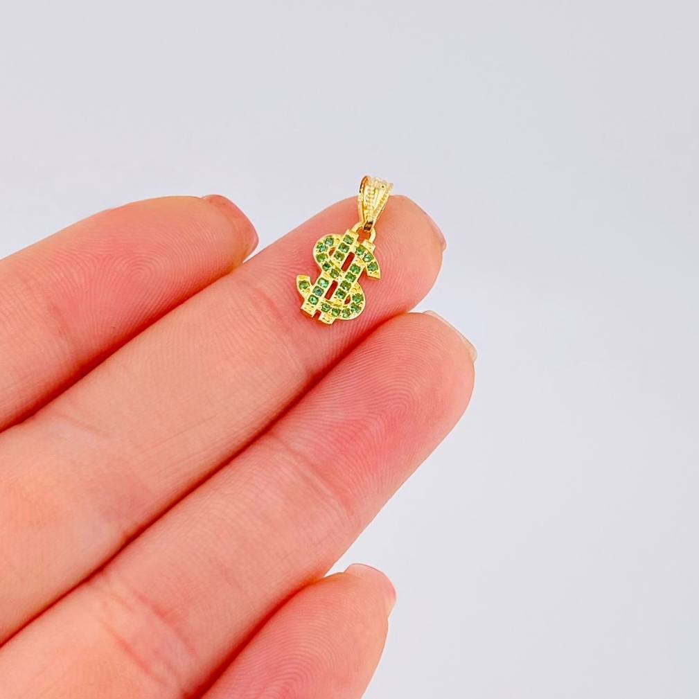 Pendant Dollar Sign 0.65 g / 3/4 in Yellow Gold 18K