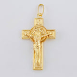 Dije Cruz Cristo San Benito 3 g / 1 3/4 in Oro Amarillo 18K