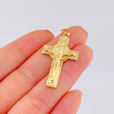 Dije Cruz Cristo San Benito 3 g / 1 3/4 in Oro Amarillo 18K