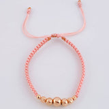 Pulsera Tejida Rosada Lisas 3 Und / 5Mm-6Mm / Diamantadas 4 Und / 3Mm-4Mm Oro Rosa 18K (A.C)