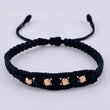 Black Woven Bracelet Diamond Cut Beads 4 Units / 4Mm Neoprene Rose Gold 18K (A.C)