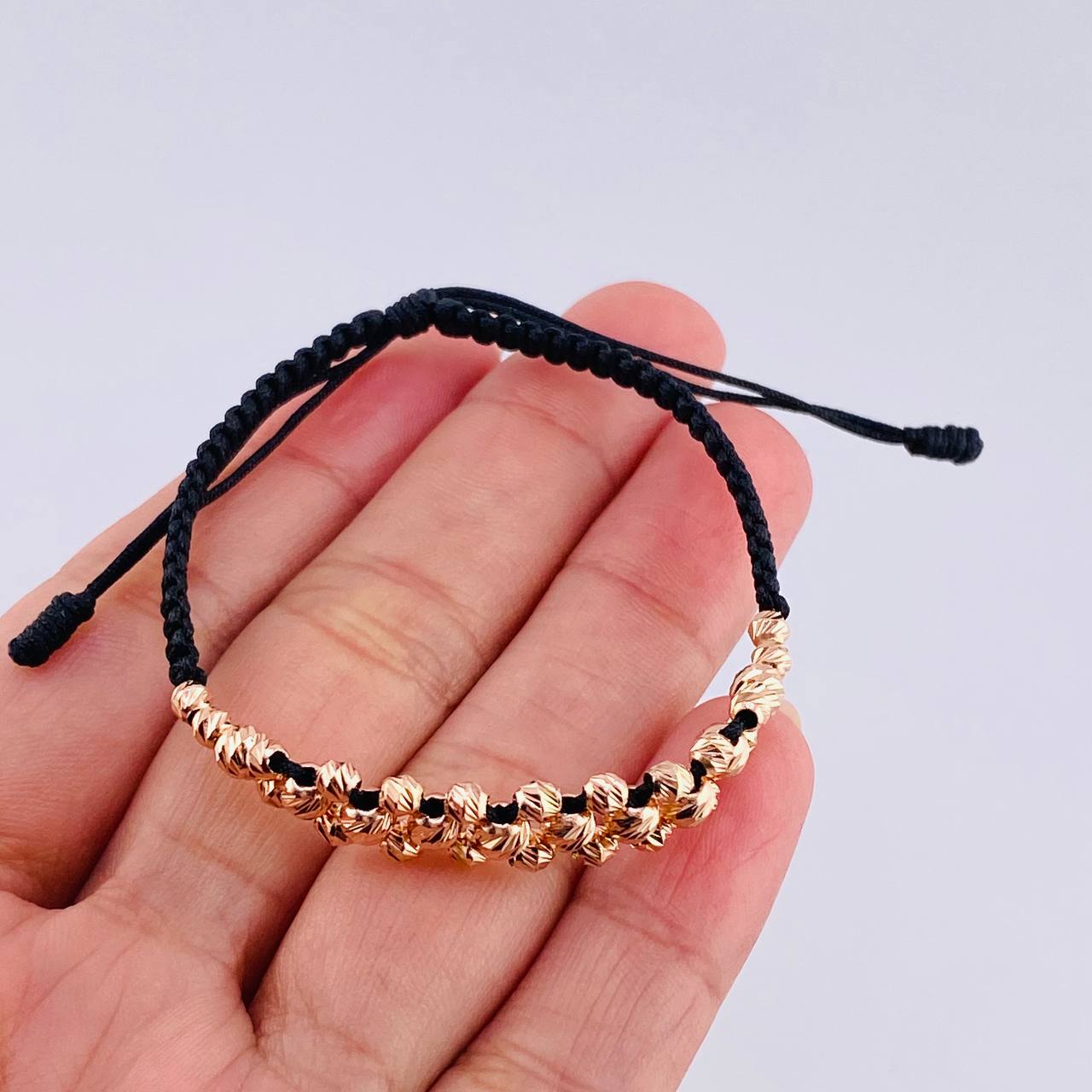 Black Woven Diamond Cut Bracelet 32 Units / 3Mm- 4Mm Rose Gold 18K