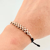 Black Woven Diamond Cut Bracelet 32 Units / 3Mm- 4Mm Rose Gold 18K