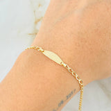 Pulso Bebé Espiga Placa 1.3gr / 6 1/4 in / Oro Amarillo 18K ©