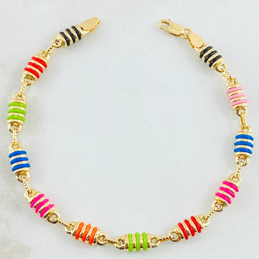 Rustic Cylinder Bracelet 5.15gr / 7.8in / 18K Gold